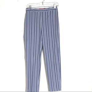 Anne Klein Blue striped mid rise straight leg casual ankle pants size 4 B117